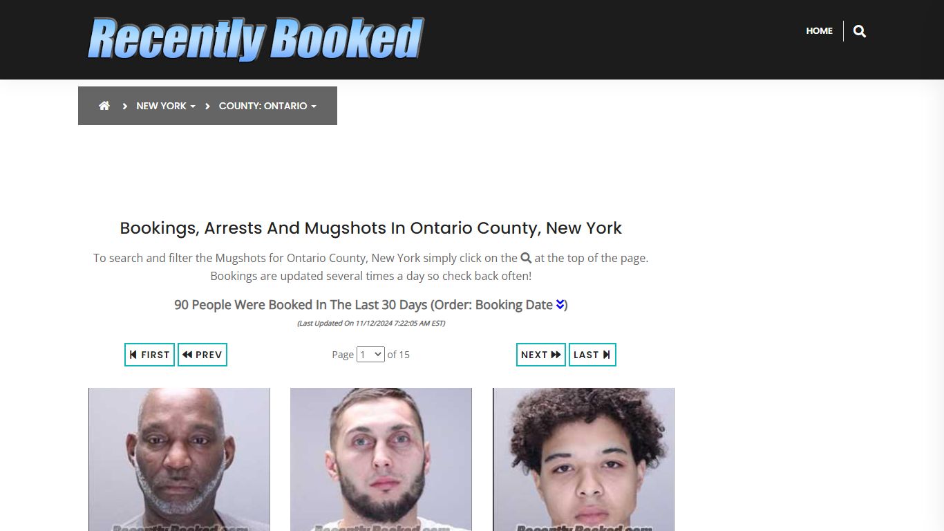 Bookings, Arrests and Mugshots in Ontario County, New York