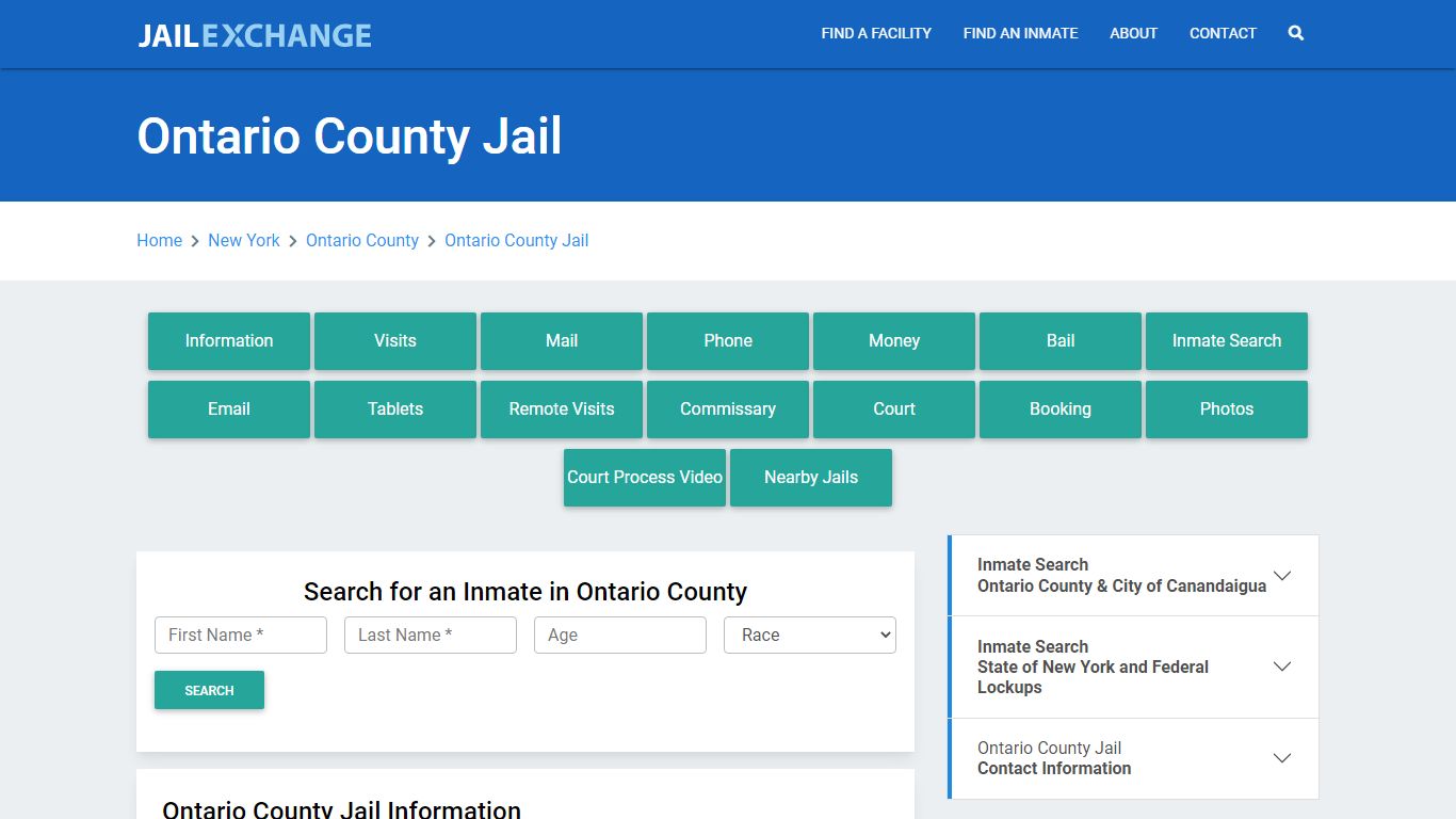 Ontario County Jail Roster Lookup, NY, Inmate Search