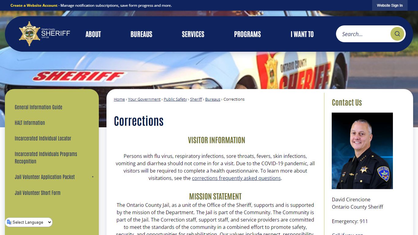 Corrections | Ontario County, NY - Official Website